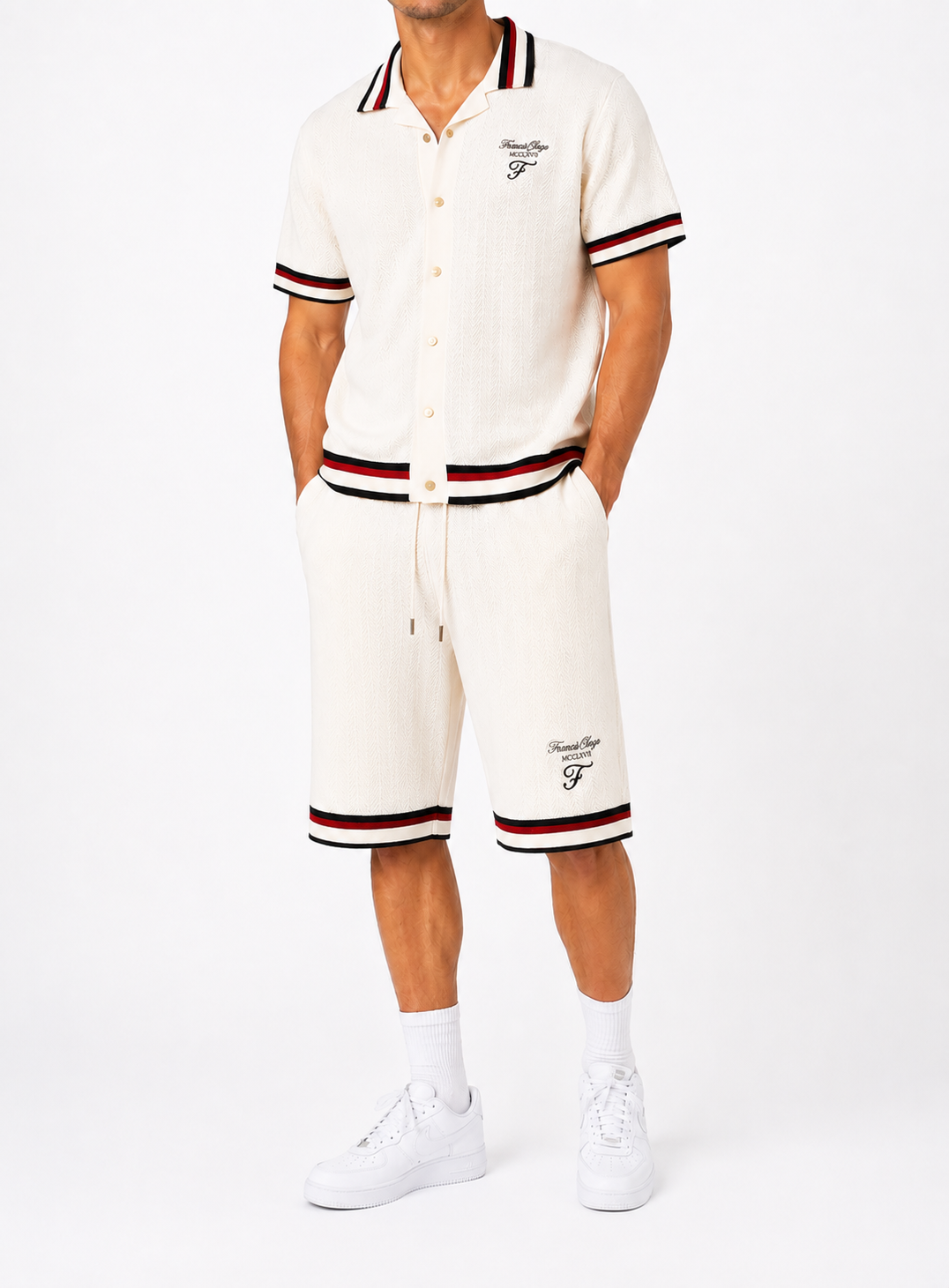 White- Francis Ologo™ Heritage Knit Button-Up Polo