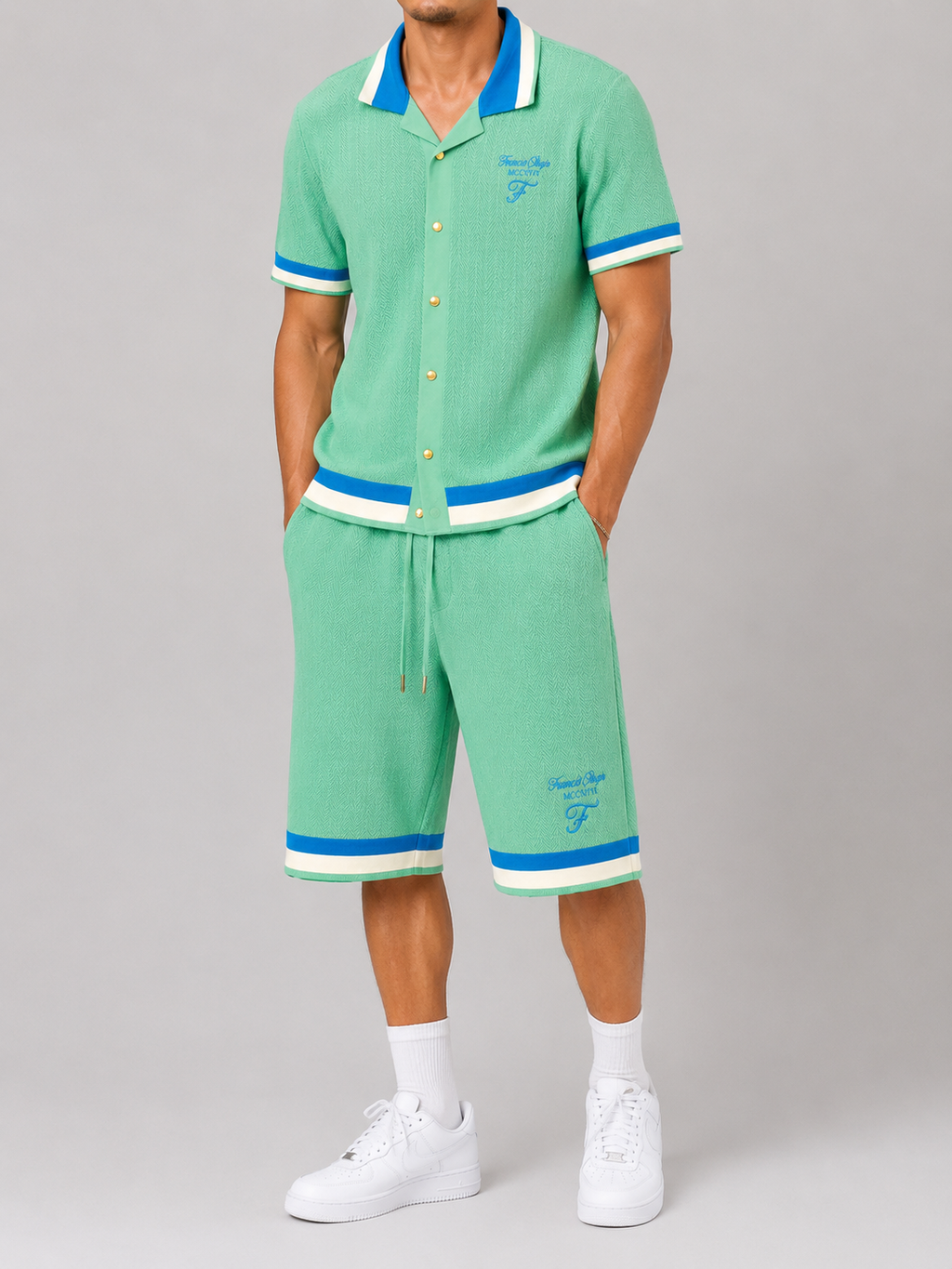 Green- Francis Ologo™ Heritage Knit Button-Up Polo