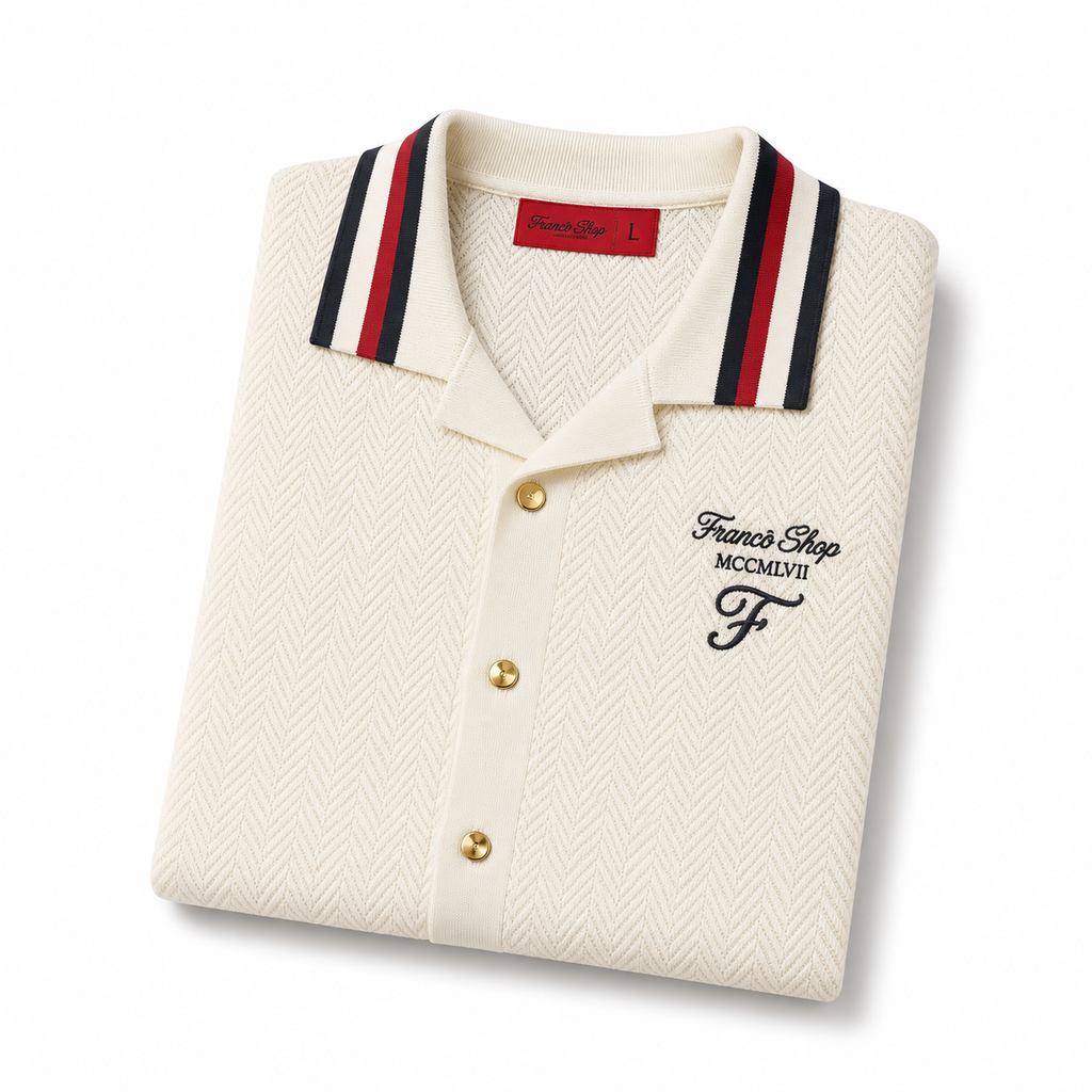 White- Francis Ologo™ Heritage Knit Button-Up Polo