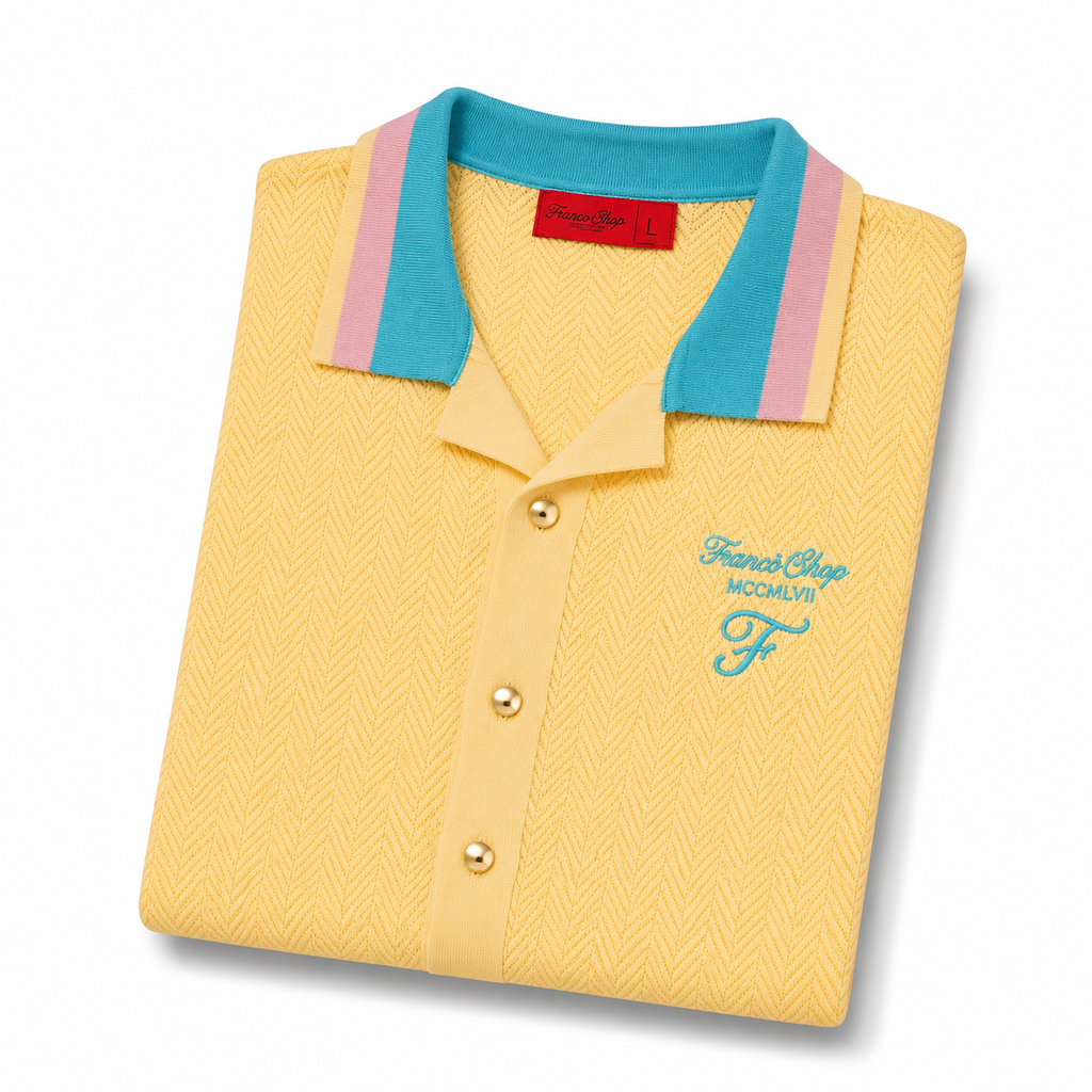 Yellow- Francis Ologo™ Heritage Knit Button-Up Polo