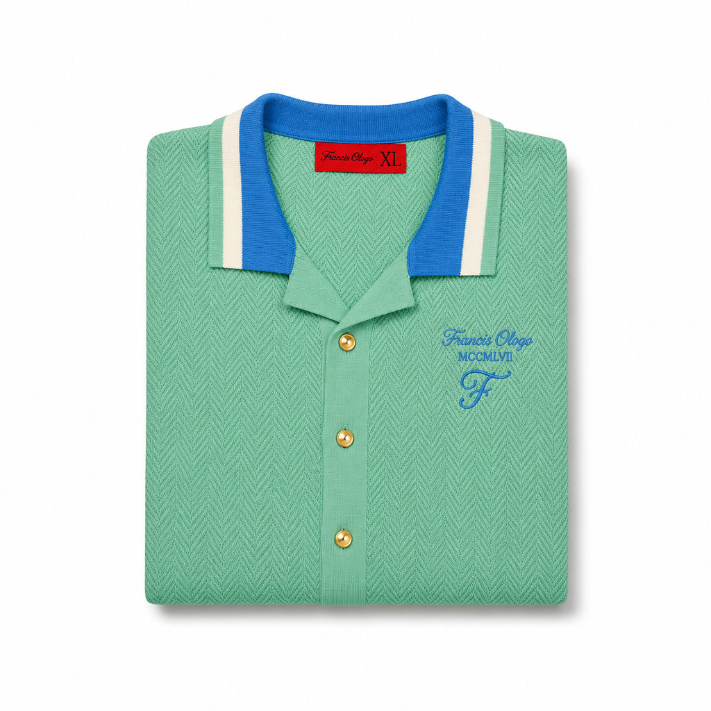 Green- Francis Ologo™ Heritage Knit Button-Up Polo