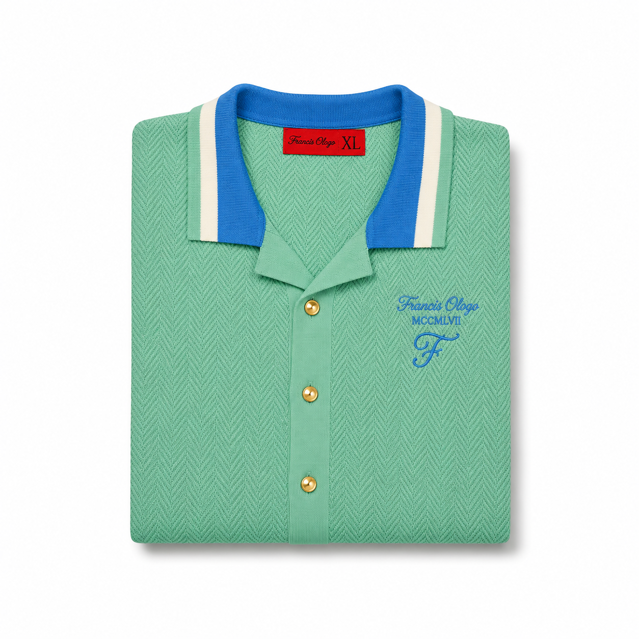 Green- Francis Ologo™ Heritage Knit Button-Up Polo