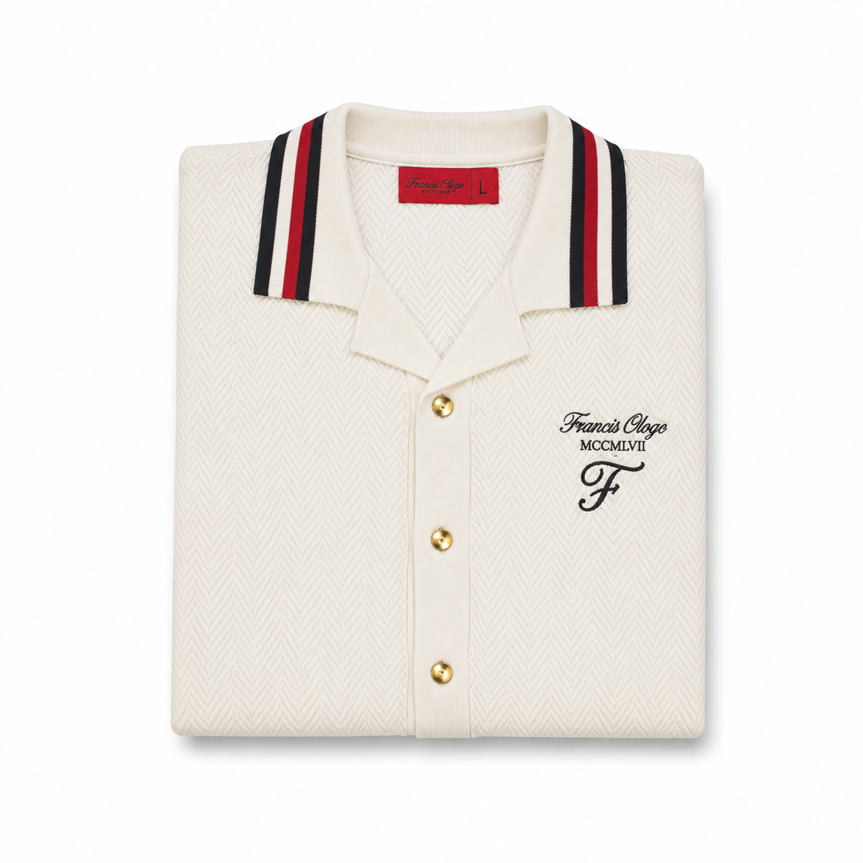 White- Francis Ologo™ Heritage Knit Button-Up Polo